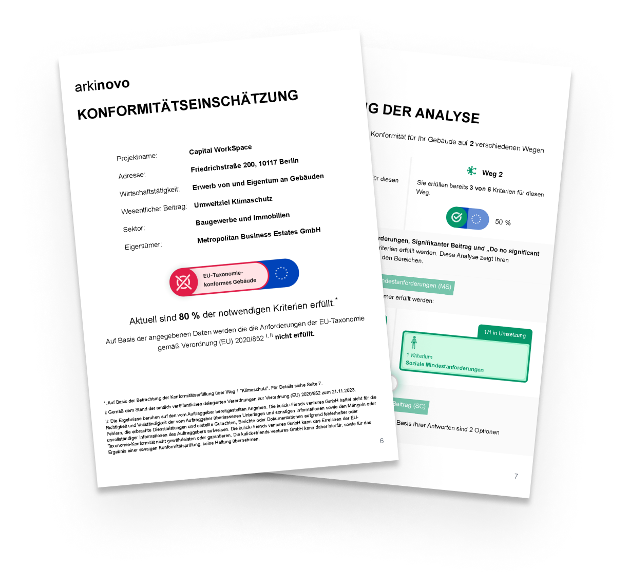 Beispiel für einen PDF-Export aus arkinovo ANALYSE